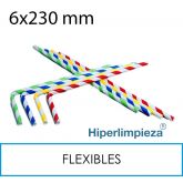 3000 pajitas flexibles de papel rayas colores 6x230mm