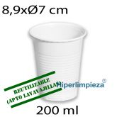 3000 vasos reutilizables blancos 200 ml