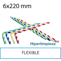 100 Pajitas para beber flexibles papel rayas colores 6x220mm