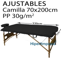 100 sábanas desechables ajust. 30g negro 95x220cm