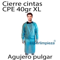 100 uds Batas desechables CPE 40g azul aguj pulgar 1