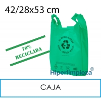 1000 Bolsas 70% recicladas verdes 42/28x53 cm