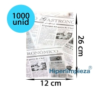1000 bolsas antigrasa periódico 12x26cm