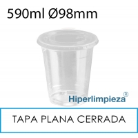 1000 vasos 590 ml + tapas planas cerradas PET 98 mm
