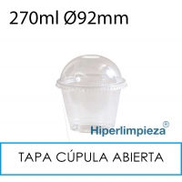 1000 vasos con tapa cúpula abierta 270 ml
