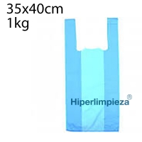 1kg Bolsas de camiseta azul 35x40cm