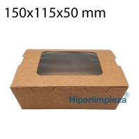 200 cajas con ventana kraft 860ml 15x12x5cm 1