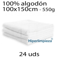 24 Toallas blancas BAÑO de algodón 550g