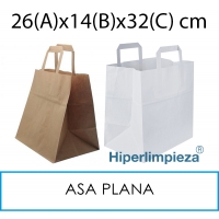 250 bolsas papel asa plana 26x14x32 cm 80gr
