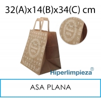 250 bolsas papel asa plana 32x14x34cm 70gr