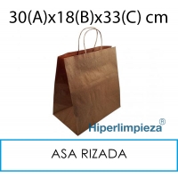 250 bolsas papel asa rizada 30x18x33cm 70gr