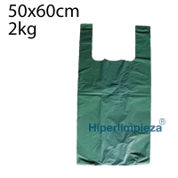 2kg Bolsas de camiseta verde 50x60cm