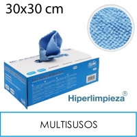 40 Bayetas microfibra 30x30cm azul en caja