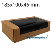 400 cajas con ventana kraft negro 835ml 19x10x5cm 1