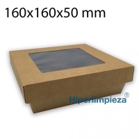 480 cajas con ventana kraft 1000ml 16x16x5cm