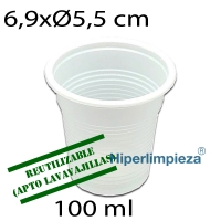 4800 vasos reutilizables blancos 100 ml