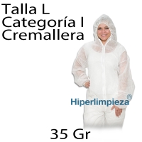 50 uds Mono des. blanco polipropileno cremallera talla L