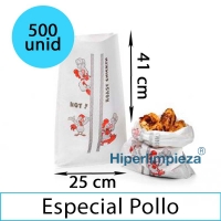 500 bolsas de papel para pollo asado 25x8x41 cm