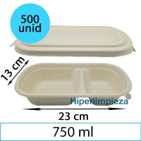 500 envases y tapas caña azúcar 2 comp 750ml 23x13cm
