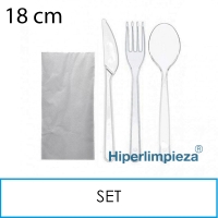 500 Sets 3 cubiertos transparentes reutilizables y servilleta