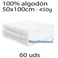 60 Toallas blancas LAVABO de algodón 450g