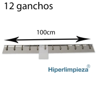 Barra sujetacomandas ac. inox. 12 ganchos 100 cm