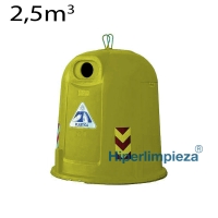 Contenedor gran volumen 2,5m3 4 asas redondo amarillo