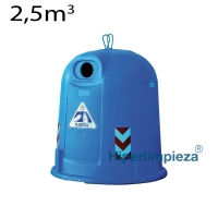 Contenedor gran volumen 2,5m3 4 asas redondo azul