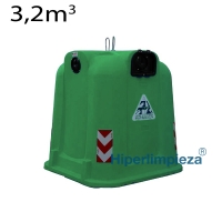 Contenedor gran volumen 3,2m3 4 asas cuadrado verde