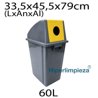 Contenedor Selectivo para Envases Ligeros Gris y Amarillo 60 Litros 1