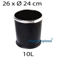 Papelera de reciclaje 10 L negro borde acero 1