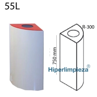 Papelera de reciclaje módulo 75xR30 cm 55 litros