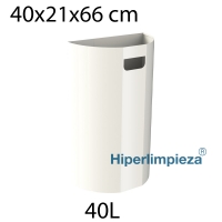 Papelera mural semicircular blanca 40L 40x21x66 cm