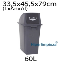 Papelera PUSH con Tapa Basculante Gris 60 Litros 1