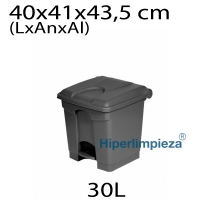 Papelera reciclaje 30L pedal 40x41x43,5 cm negra