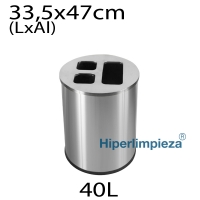 Papelera reciclaje triselectiva 40L satinada 33,5x47 cm 1
