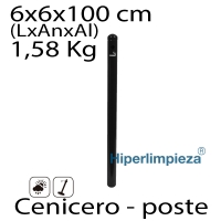 Poste de cenicero de pie negro 100x6x6