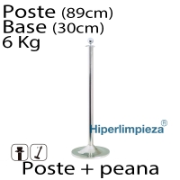 Poste separador de pie cónico metal cromado