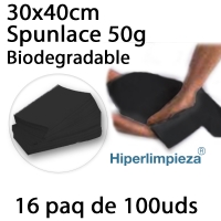 Toallas desechables 30x40cm spunlace negro 1600uds