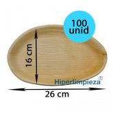 100 platos ovalados de hoja de palma 26x16cm