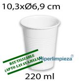 3000 vasos reutilizables blancos 220 ml