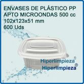600 Envases de plastico PP 500 cc apto para microondas OUTLET