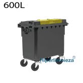 Contenedor de basura 600L tapa doble amarillo