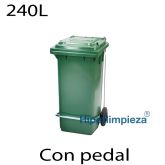 Contenedores de basura 240 Lts Con pedal verde