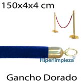 Cordón terciopelo y anilla dorada 150x4x4 cm azul