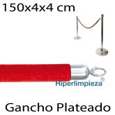 Cordón terciopelo y anilla plateada 150x4x4 cm rojo