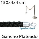 Cordón trenzado y anilla plateada 150x4x4 cm negro