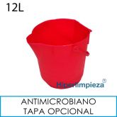 Cubo antimicrobial 12 litros alimentario rojo