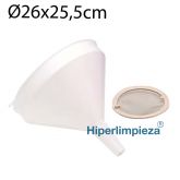 Embudo alimentario con filtro inox 26x25,5cm blanco