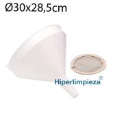 Embudo alimentario con filtro inox 30x28,5cm blanco